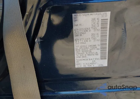 2013 Nissan Pathfinder Sl z USA, uszkodzony, nr VIN 5N1AR2MN3DC647391